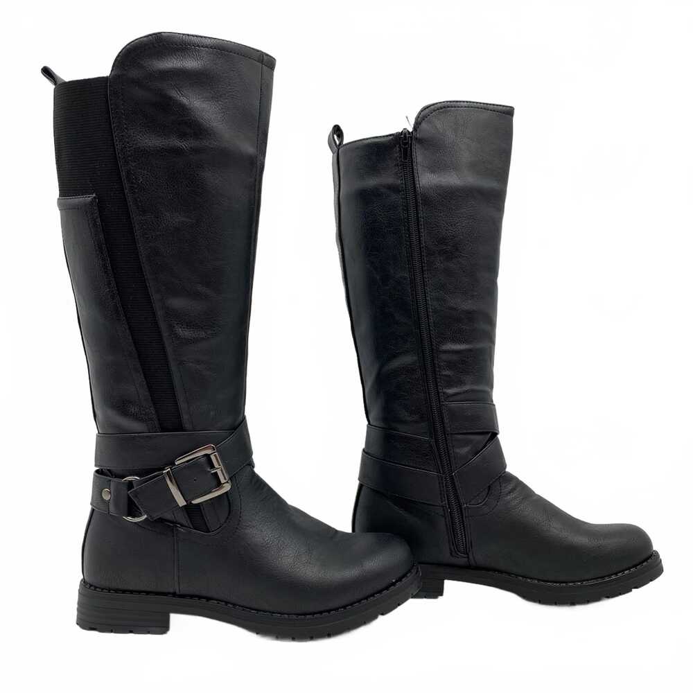 GC Shoes Black Buckle Accent Knee-High Boots | Women's Size 6